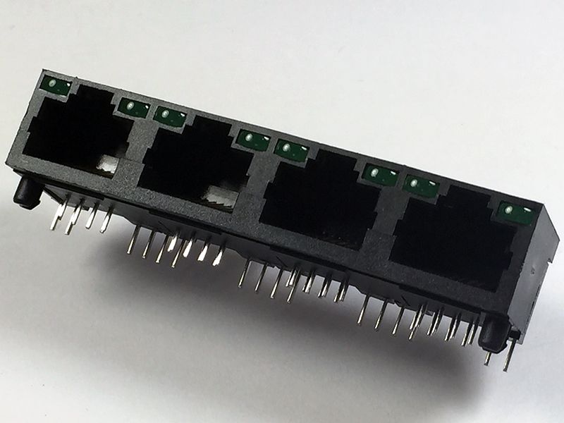 JCON جک RJ45 LED قفل بالا ۴ پورت | کانکتور شبکه جمع و جور