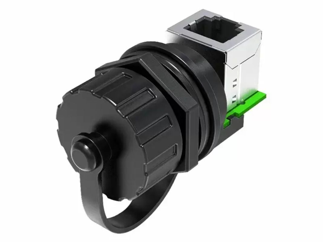 Thread Waterproof RJ12 Coupler 90° Socket IP67 | JCON