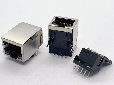 10 / 100 / 1000ベースモジュラージャック、トランスフォーマー付き、LEDでシールド:グリーン/イエロー - 10 / 100 / 1000ベースモジュラージャック、トランスフォーマー付き、LEDでシールド:グリーン/イエロー
