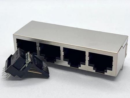 統合マグネティクスを備えたGiga Base 4ポートPCBジャック - 統合マグネティクスを備えたGiga Base 4ポートPCBジャック