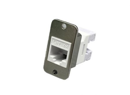 Conector Keystone CAT6A tipo Punch Down 180° com tipo de flange - Conector Keystone CAT6A tipo Punch Down 180° com flange