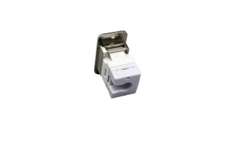 Conector Keystone CAT6A tipo Punch Down 180° com flange (Vista traseira)