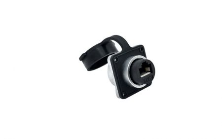 Jack kết nối RJ45 chống nước kim loại gắn mặt bích kiểu đẩy-kéo (Góc nhìn sau)