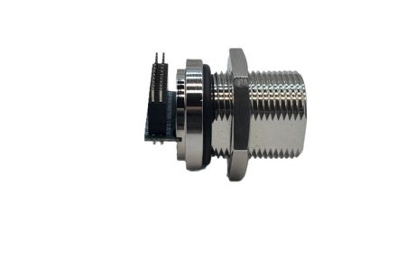Receptáculo M16 USB 3.1 Gen 2 Tipo-C, conector de aguja curva de bloqueo frontal, tipo dip (vista lateral)