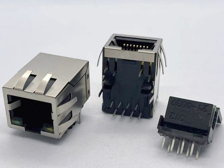 10 / 100ベースサイドエントリーRJ45 8P8Cジャック、トランスフォーマーシールド、LED付き:緑/黄 - 10 / 100ベースサイドエントリーRJ45 8P8Cジャック、トランスフォーマーシールド、LED付き:緑/黄