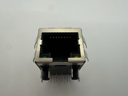 10 / 100 베이스 사이드 엔트리 RJ45 8P8C 잭, 변압기 차폐, LED: 녹색 / 노란색(앞면 보기)