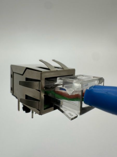 10 / 100 베이스 사이드 엔트리 RJ45 8P8C 잭, 변압기 차폐, LED: 녹색 / 노란색(케이블과 함께 보기)