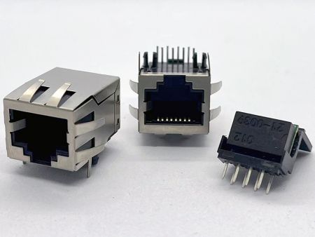 トランスフォーマーでシールドされた10 / 100ベースRJ45モジュラージャックEMIタブ付き - トランスフォーマーでシールドされた10 / 100ベースRJ45モジュラージャックEMIタブ付き