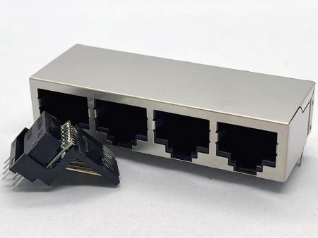 10 / 100ベース4ポートRJ45モジュラージャックシールドトランスフォーマー - 10 / 100ベース4ポートRJ45モジュラージャックシールドトランスフォーマー