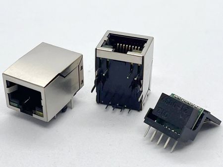 LED付き10 / 100ベースRJ45モジュラージャックシールド：グリーン/イエロートランスフォーマー - LED付き10 / 100ベースRJ45モジュラージャックシールド：グリーン/イエロートランスフォーマー