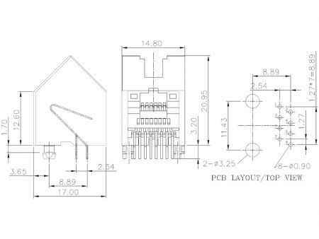 Prise modulaire 8P8C à 45 degrés / prise non blindée