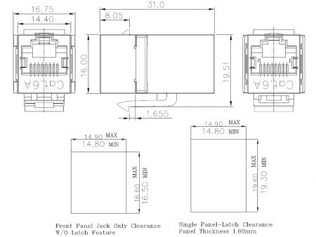Modular Coupler Jack (8P8C Shielded) Cat 6A