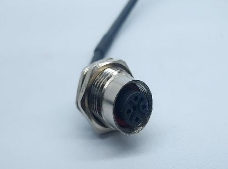 JST 2.0*4P TO M12 4F X Code L=250mm (Right view)