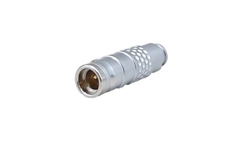 Conector macho de aviación Push-Pul de auto bloqueo tipo soldadura 2+2 núcleos (vista frontal)