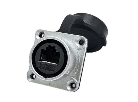 Push-Pull Type Flensmontage Metalen Waterdichte RJ45 Coupler Jack - Push-Pull-Type-Flange-Mount-Metal-Waterproof-RJ45-Coupler-Jack