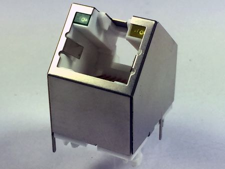 45度角RJ45コネクタ/ジャック メタルシールド付きLED - RJ45 45度ジャック RJ45コネクタ LED付き