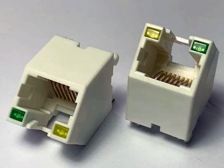 45度角 RJ45コネクタ シールドなし LED付き - RJ45 45度ジャック RJ45コネクタ J045U LED付き