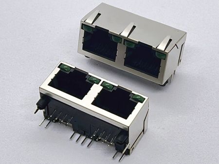 Platzsparender 2-Port-LED-PCB-Buchse für Telekommunikationsinfrastruktur - Platzsparender 2-Port LED PCB Buchsenverbinder für Telekommunikationsinfrastruktur