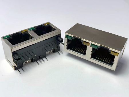 Kompakter 2-Port-LED-RJ45-Anschluss für Netzwerkhardware - Kompakter 2-Port-LED-RJ45-Anschluss für Netzwerkhardware
