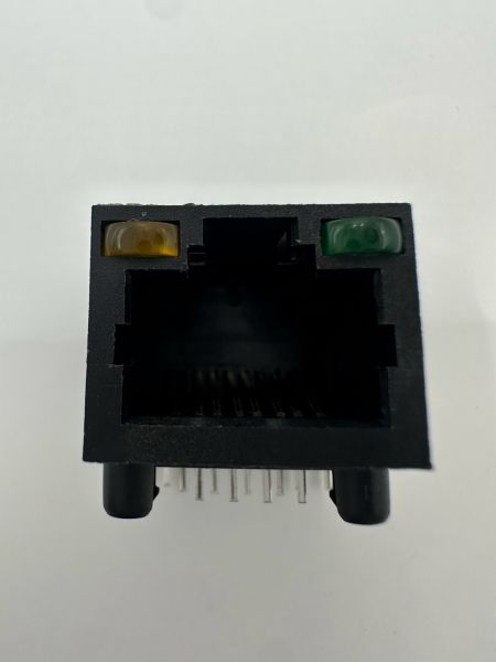 Prise RJ45 compacte avec LED pour intégration de compteur intelligent (vue de face)