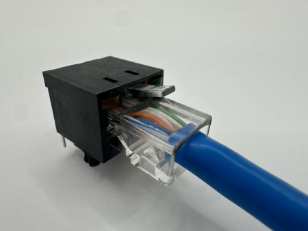 Prise RJ45 compacte avec LED pour intégration de compteur intelligent (vue avec câble)