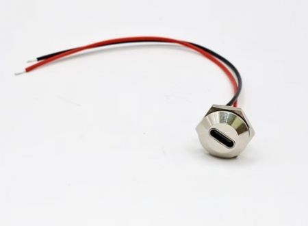 Prise USB Type-C M12 à montage arrière pour connecteur métallique ouvert avec assemblage de câble, L=150mm - Prise USB Type-C M12 à montage arrière pour connecteur métallique ouvert avec assemblage de câble, L=150mm