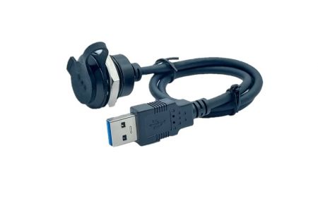 Connecteur USB 3.0 femelle à mâle avec câble, L=700mm (vue latérale)
