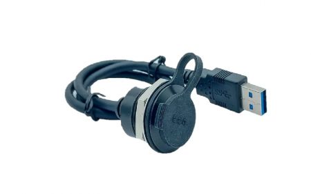 Connecteur USB 3.0 femelle à mâle avec câble, L=700mm (vue latérale)