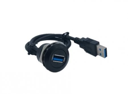 Achterste Schroefvergrendeling USB 3.0 Vrouwelijk naar Mannelijk Connector met Kabel, L=700mm - Achterste-Schroefvergrendeling-USB-3.0-Vrouwelijk-naar-Mannelijk-Connector-met-Kabel,-L=700mm