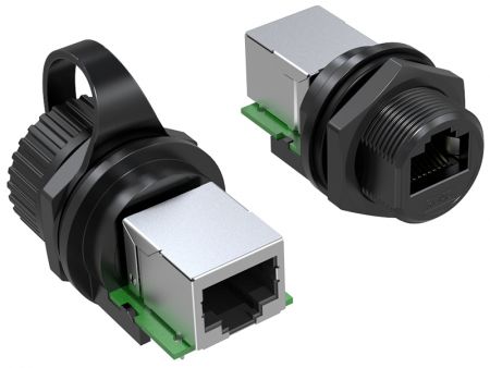 Wodoodporne złącze RJ45 z gwintem i zatyczką - Wodoodporne złącze RJ45 z blokadą śrubową i osłoną