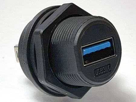 Złącze USB 3.0 z gwintem, wodoodporne, z pokrywką - Złącze USB 3.0 z blokadą śrubową, wodoodporne, z pokrywką