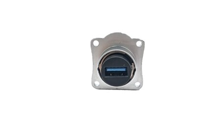 Snap-Series-Waterproof-4-Holes-D-Series-Square-Flange-Type-USB3.0-A-Type-Socket-Coupler-Socket(Back view)