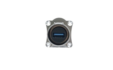 Snap-Series-Waterproof-4-Holes-D-Series-Square-Flange-Type-USB3.0-A-Type-Socket-Coupler-Socket(Front view)