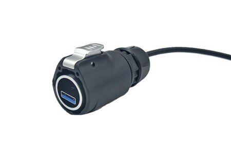 Snap-Series-Waterdichte-Rechtdoor-Wireable-Kabeldoorvoer-USB3.0-A-Type-Plug-naar-Plug-Met-Kabelassemblage(Zijkijk)