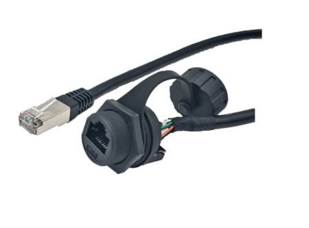 스레드 방수 Cat6 RJ45 잭에서 플러그로 케이블 조립 L=360mm - 스레드 방수 Cat6 RJ45 잭에서 플러그로 케이블 조립