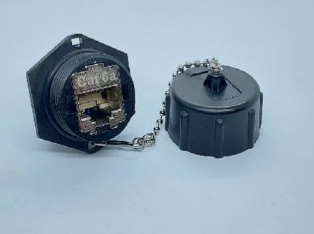 スレッド防水Cat6AキーストーンRJ45ジャック（背面2ビュー）