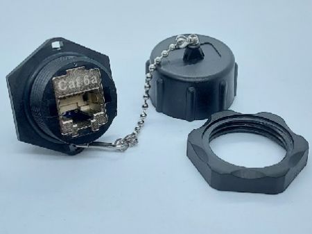 スレッド防水Cat6AキーストーンRJ45ジャック(背面ビュー)