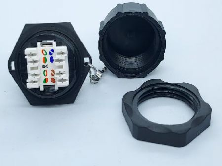 スレッド防水Cat6AキーストーンRJ45ジャック（前面ビュー）