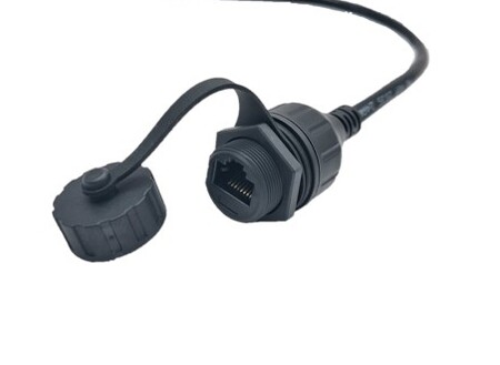 Kablo Montajlı Kuyruk Ucu Düz Kesim ile İplikli Su Geçirmez RJ45 Jack