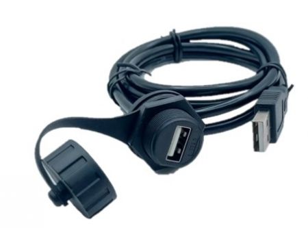 Draad Waterdichte USB 2.0 Socket naar USB 2.0 Plug met Kabel L=1000mm - Draad-Waterdichte-USB-2.0-Socket-naar-USB-2.0-Plug-met-Kabel-L=1000mm