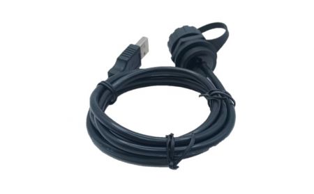 Prise USB 2.0 étanche à vis vers fiche USB 2.0 avec câble L=1000mm (vue arrière)