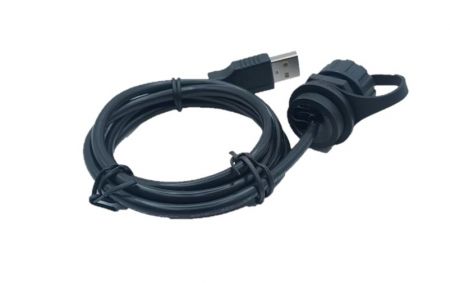 Prise USB 2.0 étanche à vis vers fiche USB 2.0 avec câble L=1000mm (vue latérale)
