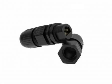 Conector RJ45 Cat5E a prueba de agua con ensamblaje lateral de cable - Waterproof-Cat5E-RJ45-Coupler-with-Cable-Side-Assembly