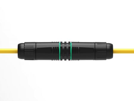 Waterproof Cat6 RJ45 Coupler (Front view with cable)