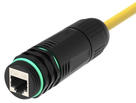 Водонепроницаемый соединитель Cat6A RJ45 с боковой сборкой кабеля - Waterproof-Cat6A-RJ45-Coupler-with-Cable-Side-Assembly
